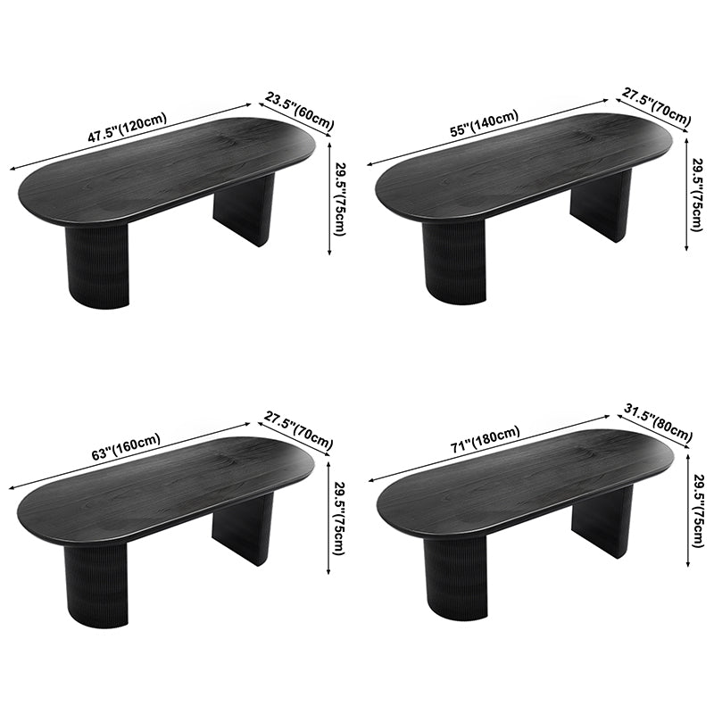 Solid Wood Contemporary Oval Table Black Wood Top Table for Dining Room Clearhalo ' dining_table' 'Dining Tables & Seating' 'Dining Tables' 'furn' 'furn_dining_table' 'Furniture' 'furniture_dining_table' 'Kitchen & Dining Furniture' 'kitchen&dining_furn' 'kitchen' 'kitchen_dining_table' 3739722