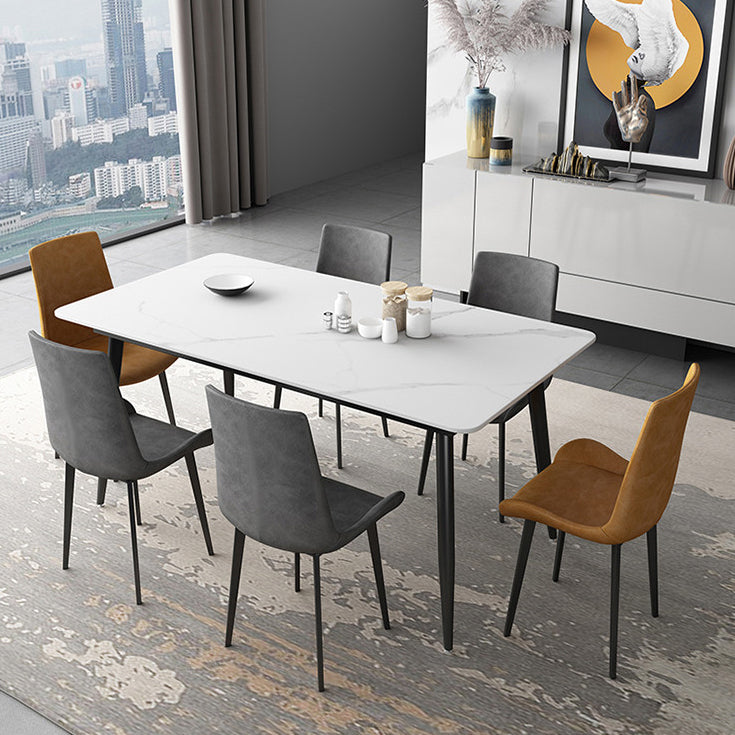 Simple Home Sintered Stone Dining Table Rectangle Shape Dining Table with 4 Legs Base Clearhalo ' dining_table' 'Dining Tables & Seating' 'Dining Tables' 'furn' 'furn_dining_table' 'Furniture' 'furniture_dining_table' 'Kitchen & Dining Furniture' 'kitchen&dining_furn' 'kitchen' 'kitchen_dining_table' 3739738