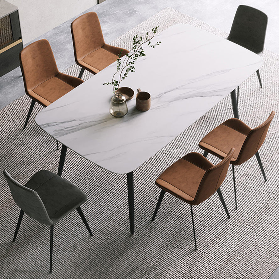 Simple Home Sintered Stone Dining Table Rectangle Shape Dining Table with 4 Legs Base Clearhalo ' dining_table' 'Dining Tables & Seating' 'Dining Tables' 'furn' 'furn_dining_table' 'Furniture' 'furniture_dining_table' 'Kitchen & Dining Furniture' 'kitchen&dining_furn' 'kitchen' 'kitchen_dining_table' 3739749