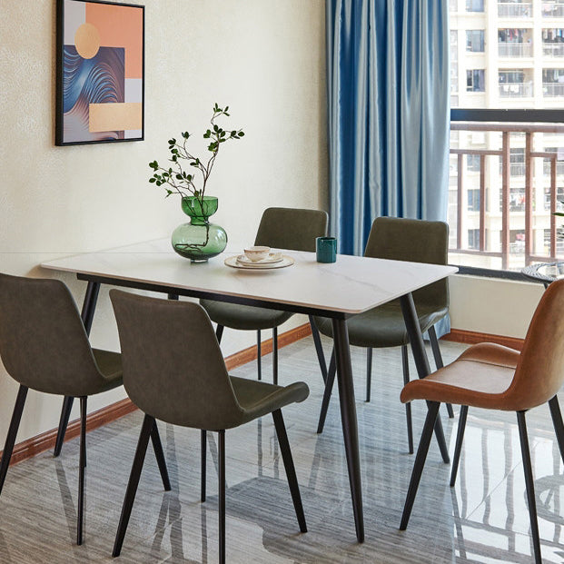 Simple Home Sintered Stone Dining Table Rectangle Shape Dining Table with 4 Legs Base Clearhalo ' dining_table' 'Dining Tables & Seating' 'Dining Tables' 'furn' 'furn_dining_table' 'Furniture' 'furniture_dining_table' 'Kitchen & Dining Furniture' 'kitchen&dining_furn' 'kitchen' 'kitchen_dining_table' 3739750