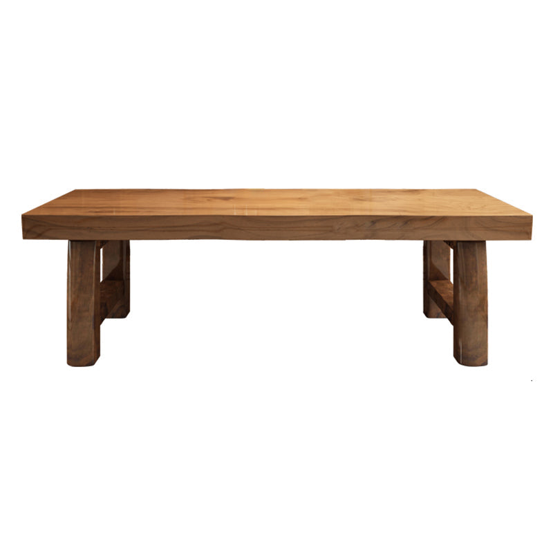 Pine Solid Wooden Table Rectangle Dining Table with Double Pedestal, in Brown Without Chairs Clearhalo ' dining_table' 'Dining Tables & Seating' 'Dining Tables' 'furn' 'furn_dining_table' 'Furniture' 'furniture_dining_table' 'Kitchen & Dining Furniture' 'kitchen&dining_furn' 'kitchen' 'kitchen_dining_table' 3739755