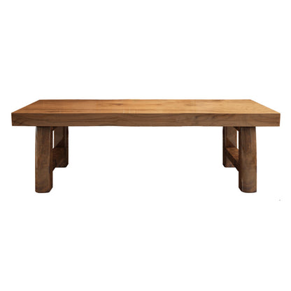 Pine Solid Wooden Table Rectangle Dining Table with Double Pedestal, in Brown Without Chairs Clearhalo ' dining_table' 'Dining Tables & Seating' 'Dining Tables' 'furn' 'furn_dining_table' 'Furniture' 'furniture_dining_table' 'Kitchen & Dining Furniture' 'kitchen&dining_furn' 'kitchen' 'kitchen_dining_table' 3739755
