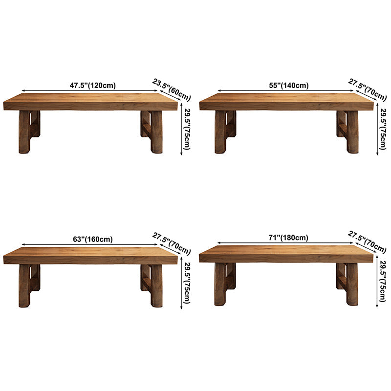 Pine Solid Wooden Table Rectangle Dining Table with Double Pedestal, in Brown Clearhalo ' dining_table' 'Dining Tables & Seating' 'Dining Tables' 'furn' 'furn_dining_table' 'Furniture' 'furniture_dining_table' 'Kitchen & Dining Furniture' 'kitchen&dining_furn' 'kitchen' 'kitchen_dining_table' 3739760