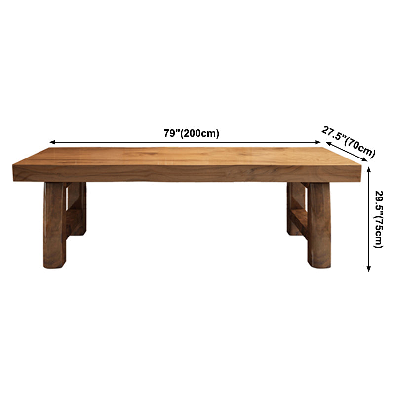 Pine Solid Wooden Table Rectangle Dining Table with Double Pedestal, in Brown Clearhalo ' dining_table' 'Dining Tables & Seating' 'Dining Tables' 'furn' 'furn_dining_table' 'Furniture' 'furniture_dining_table' 'Kitchen & Dining Furniture' 'kitchen&dining_furn' 'kitchen' 'kitchen_dining_table' 3739761