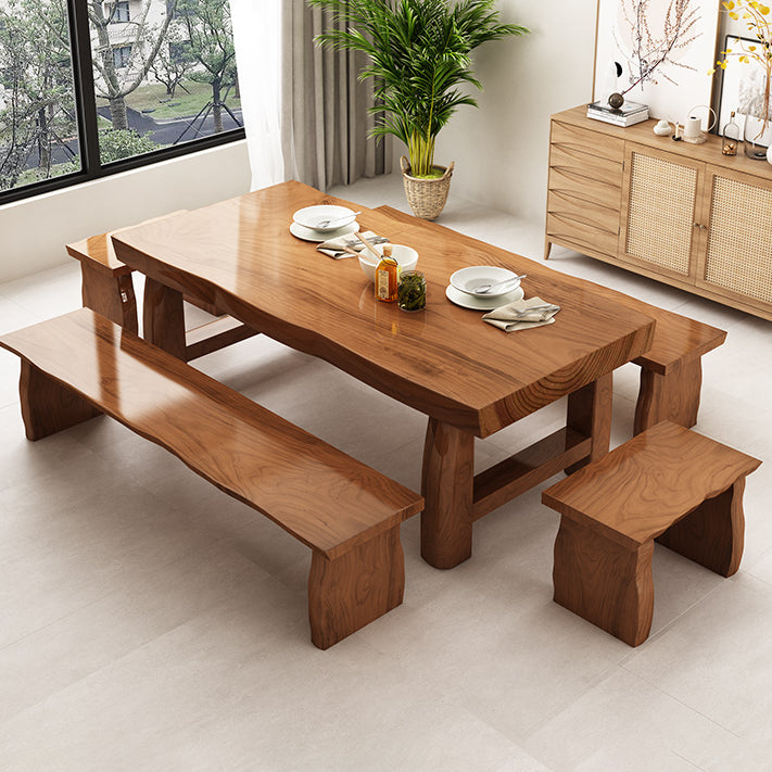 Pine Solid Wooden Table Rectangle Dining Table with Double Pedestal, in Brown Clearhalo ' dining_table' 'Dining Tables & Seating' 'Dining Tables' 'furn' 'furn_dining_table' 'Furniture' 'furniture_dining_table' 'Kitchen & Dining Furniture' 'kitchen&dining_furn' 'kitchen' 'kitchen_dining_table' 3739762