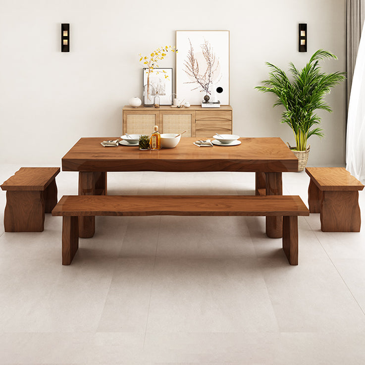 Pine Solid Wooden Table Rectangle Dining Table with Double Pedestal, in Brown Clearhalo ' dining_table' 'Dining Tables & Seating' 'Dining Tables' 'furn' 'furn_dining_table' 'Furniture' 'furniture_dining_table' 'Kitchen & Dining Furniture' 'kitchen&dining_furn' 'kitchen' 'kitchen_dining_table' 3739763
