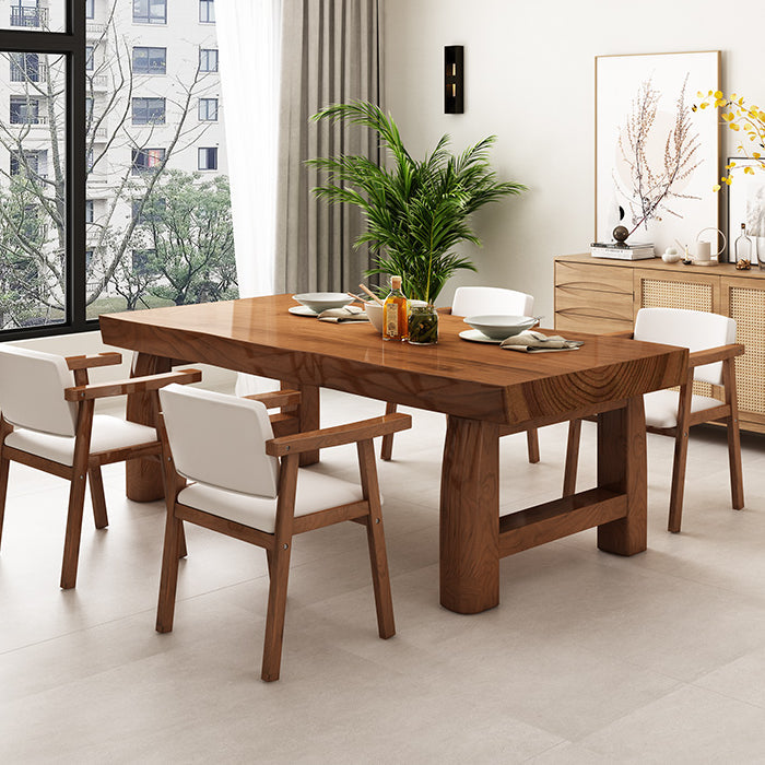 Pine Solid Wooden Table Rectangle Dining Table with Double Pedestal, in Brown Clearhalo ' dining_table' 'Dining Tables & Seating' 'Dining Tables' 'furn' 'furn_dining_table' 'Furniture' 'furniture_dining_table' 'Kitchen & Dining Furniture' 'kitchen&dining_furn' 'kitchen' 'kitchen_dining_table' 3739764