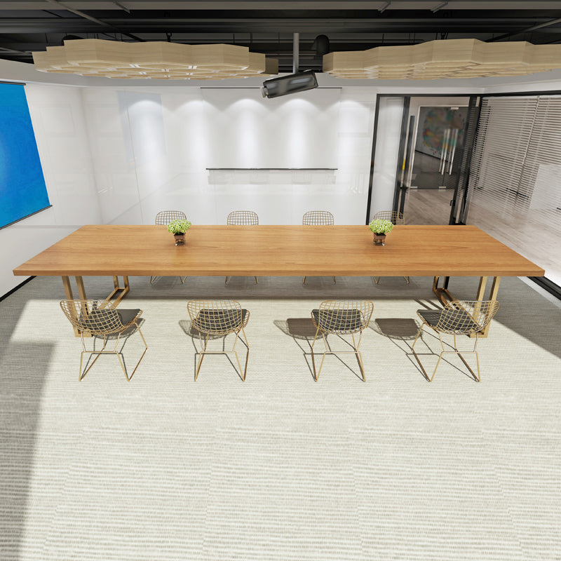 Rectangle Solid Pinewood Brown Tone Dining Table Simplicity Double Pedestal Table for Dining Room Clearhalo ' dining_table' 'Dining Tables & Seating' 'Dining Tables' 'furn' 'furn_dining_table' 'Furniture' 'furniture_dining_table' 'Kitchen & Dining Furniture' 'kitchen&dining_furn' 'kitchen' 'kitchen_dining_table' 3739769