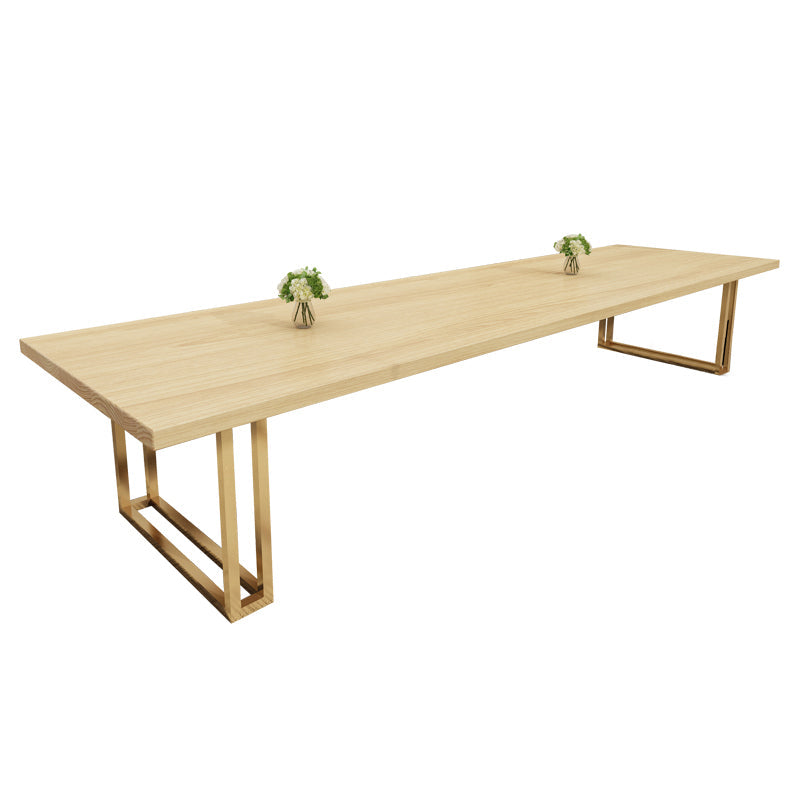 Rectangle Solid Pinewood Brown Tone Dining Table Simplicity Double Pedestal Table for Dining Room Without Chairs Clearhalo ' dining_table' 'Dining Tables & Seating' 'Dining Tables' 'furn' 'furn_dining_table' 'Furniture' 'furniture_dining_table' 'Kitchen & Dining Furniture' 'kitchen&dining_furn' 'kitchen' 'kitchen_dining_table' 3739770