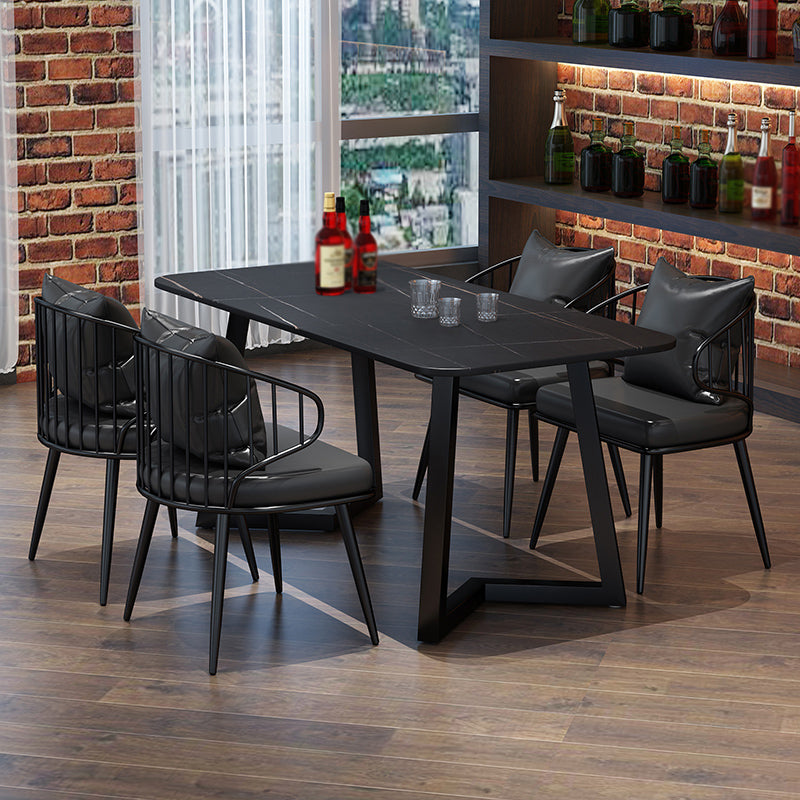 Industrial Rectangle Dining Table Sintered Stone Table with Double Pedestal Clearhalo ' dining_table' 'Dining Tables & Seating' 'Dining Tables' 'furn' 'furn_dining_table' 'Furniture' 'furniture_dining_table' 'Kitchen & Dining Furniture' 'kitchen&dining_furn' 'kitchen' 'kitchen_dining_table' 3739804