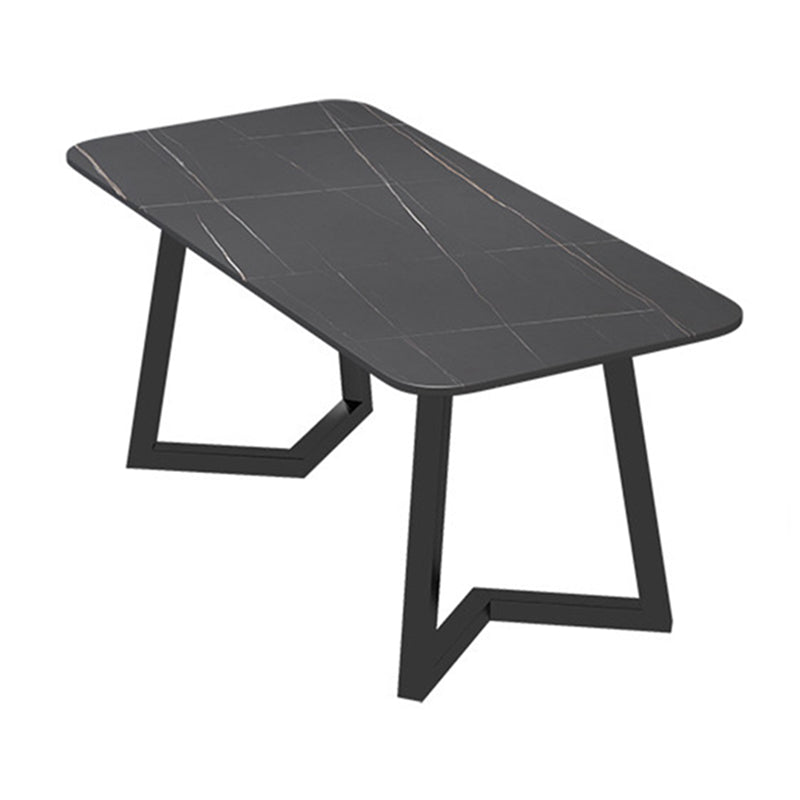 Industrial Rectangle Dining Table Sintered Stone Table with Double Pedestal Without Chairs Clearhalo ' dining_table' 'Dining Tables & Seating' 'Dining Tables' 'furn' 'furn_dining_table' 'Furniture' 'furniture_dining_table' 'Kitchen & Dining Furniture' 'kitchen&dining_furn' 'kitchen' 'kitchen_dining_table' 3739807