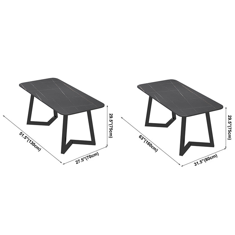 Industrial Rectangle Dining Table Sintered Stone Table with Double Pedestal Clearhalo ' dining_table' 'Dining Tables & Seating' 'Dining Tables' 'furn' 'furn_dining_table' 'Furniture' 'furniture_dining_table' 'Kitchen & Dining Furniture' 'kitchen&dining_furn' 'kitchen' 'kitchen_dining_table' 3739812
