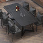 Industrial Rectangle Dining Table Sintered Stone Table with Double Pedestal Clearhalo ' dining_table' 'Dining Tables & Seating' 'Dining Tables' 'furn' 'furn_dining_table' 'Furniture' 'furniture_dining_table' 'Kitchen & Dining Furniture' 'kitchen&dining_furn' 'kitchen' 'kitchen_dining_table' 3739813