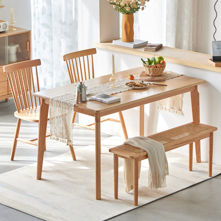 Contemporary Style Solid Wood Dining Table 4 Legs Wood Base Rectangle Table for Home Clearhalo ' dining_table' 'Dining Tables & Seating' 'Dining Tables' 'furn' 'furn_dining_table' 'Furniture' 'furniture_dining_table' 'Kitchen & Dining Furniture' 'kitchen&dining_furn' 'kitchen' 'kitchen_dining_table' 3739818
