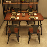 Solid Wood Industrial Dining Table Brown Rectangle Table with Black Frame for Dinning Room Clearhalo ' dining_table' 'Dining Tables & Seating' 'Dining Tables' 'furn' 'furn_dining_table' 'Furniture' 'furniture_dining_table' 'Kitchen & Dining Furniture' 'kitchen&dining_furn' 'kitchen' 'kitchen_dining_table' 3739832