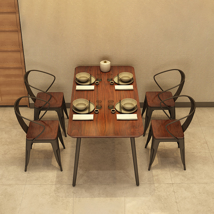 Solid Wood Industrial Dining Table Brown Rectangle Table with Black Frame for Dinning Room Clearhalo ' dining_table' 'Dining Tables & Seating' 'Dining Tables' 'furn' 'furn_dining_table' 'Furniture' 'furniture_dining_table' 'Kitchen & Dining Furniture' 'kitchen&dining_furn' 'kitchen' 'kitchen_dining_table' 3739836