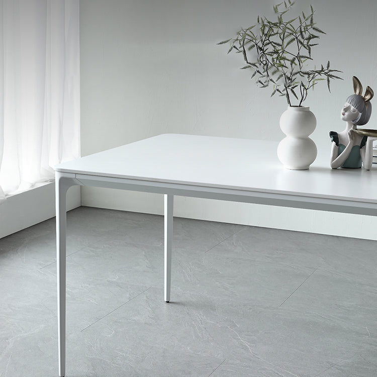 Modern White Kitchen Dining Table Sintered Stone Rectangle Shape Dining Table with 4 Legs Base Clearhalo ' dining_table' 'Dining Tables & Seating' 'Dining Tables' 'Furniture' 'furniture_dining_table' 'Kitchen & Dining Furniture' 'kitchen&dining_furn' 'kitchen' 'kitchen_dining_table' 3739840