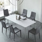 Modern White Kitchen Dining Table Sintered Stone Rectangle Shape Dining Table with 4 Legs Base Clearhalo ' dining_table' 'Dining Tables & Seating' 'Dining Tables' 'Furniture' 'furniture_dining_table' 'Kitchen & Dining Furniture' 'kitchen&dining_furn' 'kitchen' 'kitchen_dining_table' 3739841