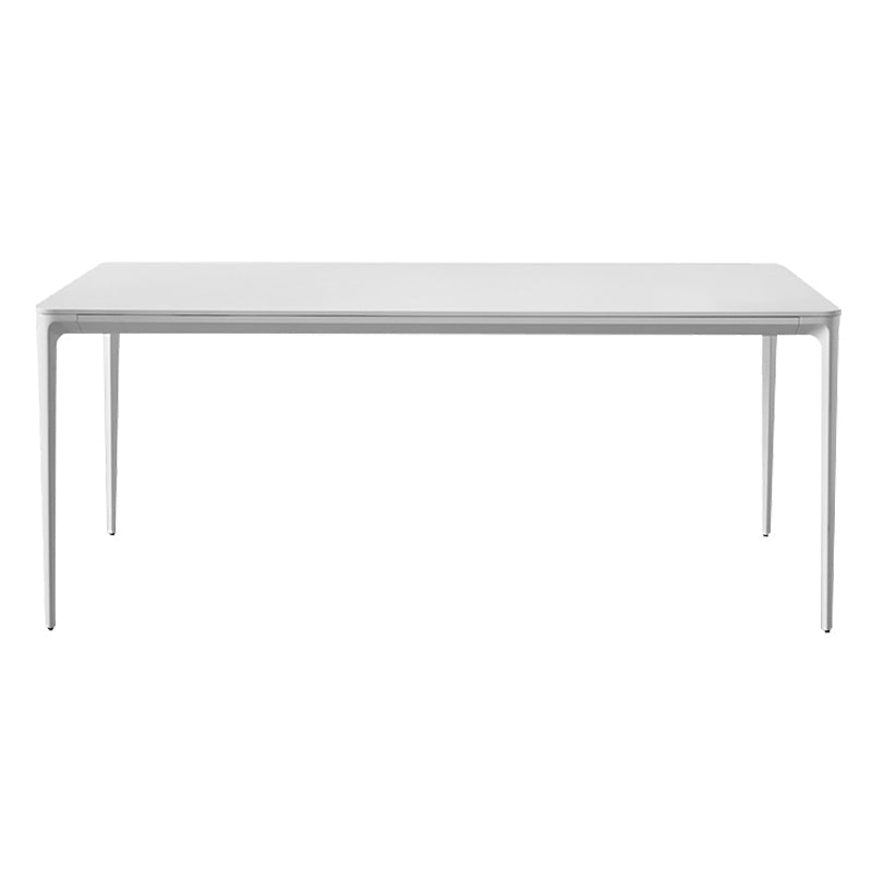 Modern White Kitchen Dining Table Sintered Stone Rectangle Shape Dining Table with 4 Legs Base 55.1"L x 31.5"W x 29.5"H Clearhalo ' dining_table' 'Dining Tables & Seating' 'Dining Tables' 'Furniture' 'furniture_dining_table' 'Kitchen & Dining Furniture' 'kitchen&dining_furn' 'kitchen' 'kitchen_dining_table' 3739843