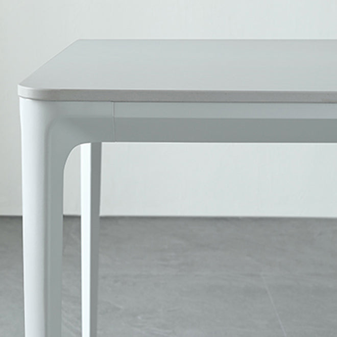 Modern White Kitchen Dining Table Sintered Stone Rectangle Shape Dining Table with 4 Legs Base Clearhalo ' dining_table' 'Dining Tables & Seating' 'Dining Tables' 'Furniture' 'furniture_dining_table' 'Kitchen & Dining Furniture' 'kitchen&dining_furn' 'kitchen' 'kitchen_dining_table' 3739844