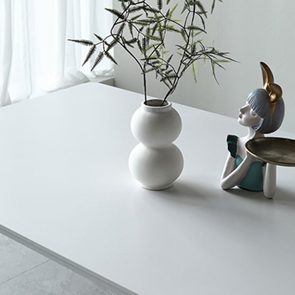 Modern White Kitchen Dining Table Sintered Stone Rectangle Shape Dining Table with 4 Legs Base Clearhalo ' dining_table' 'Dining Tables & Seating' 'Dining Tables' 'Furniture' 'furniture_dining_table' 'Kitchen & Dining Furniture' 'kitchen&dining_furn' 'kitchen' 'kitchen_dining_table' 3739845