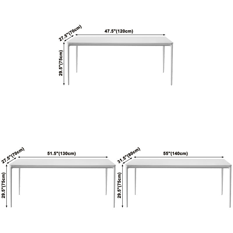 Modern White Kitchen Dining Table Sintered Stone Rectangle Shape Dining Table with 4 Legs Base Clearhalo ' dining_table' 'Dining Tables & Seating' 'Dining Tables' 'Furniture' 'furniture_dining_table' 'Kitchen & Dining Furniture' 'kitchen&dining_furn' 'kitchen' 'kitchen_dining_table' 3739846