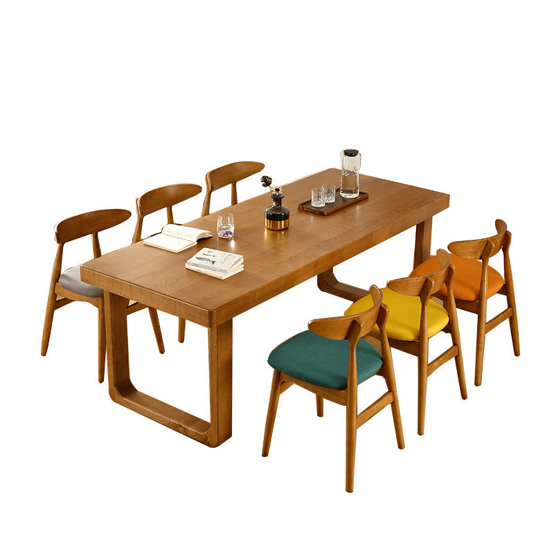 Rectangle Sled Base Dining Site Table Solid Wood Dining Room Collection for Indoor Clearhalo ' dining_table' 'Dining Tables & Seating' 'Dining Tables' 'furn' 'furn_dining_table' 'Furniture' 'furniture_dining_table' 'Kitchen & Dining Furniture' 'kitchen&dining_furn' 'kitchen' 'kitchen_dining_table' 3739873