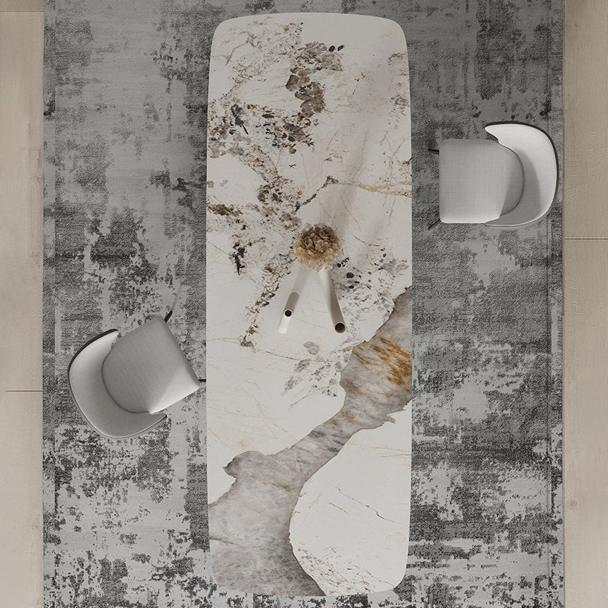 Sintered Stone Top Dining Table Rectangle Table with Metal Black Pedestal Base Clearhalo ' dining_table' 'Dining Tables & Seating' 'Dining Tables' 'furn' 'furn_dining_table' 'Furniture' 'furniture_dining_table' 'Kitchen & Dining Furniture' 'kitchen&dining_furn' 'kitchen' 'kitchen_dining_table' 3739885