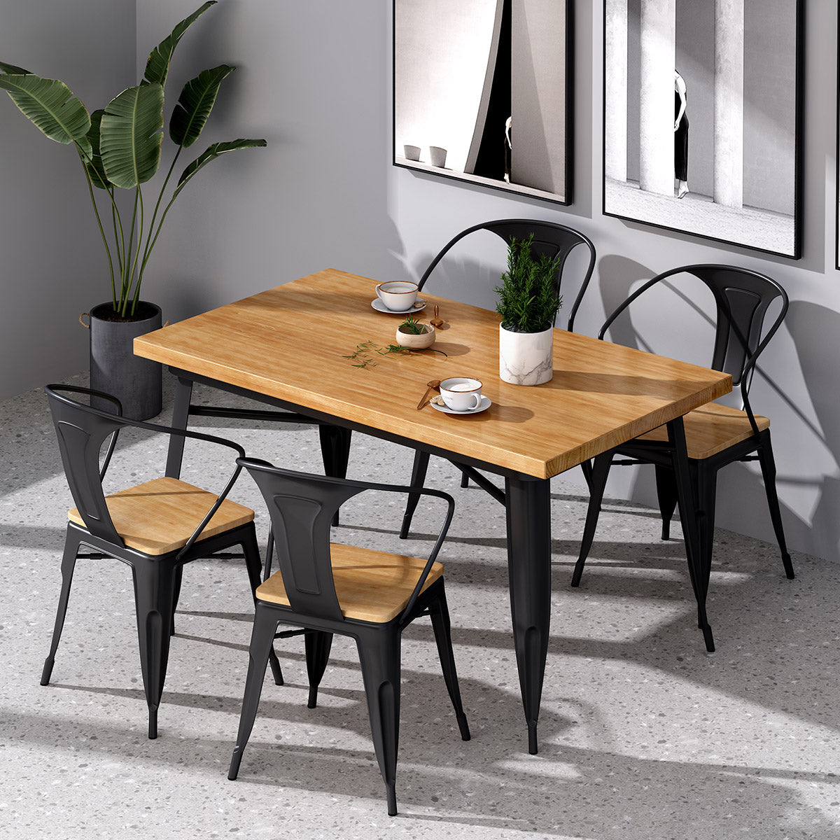 Industrial Style Solid Wood Dining Table Brown Table with Black Frame for Dinning Room Clearhalo ' dining_table' 'Dining Tables & Seating' 'Dining Tables' 'furn' 'furn_dining_table' 'Furniture' 'furniture_dining_table' 'Kitchen & Dining Furniture' 'kitchen&dining_furn' 'kitchen' 'kitchen_dining_table' 3739888