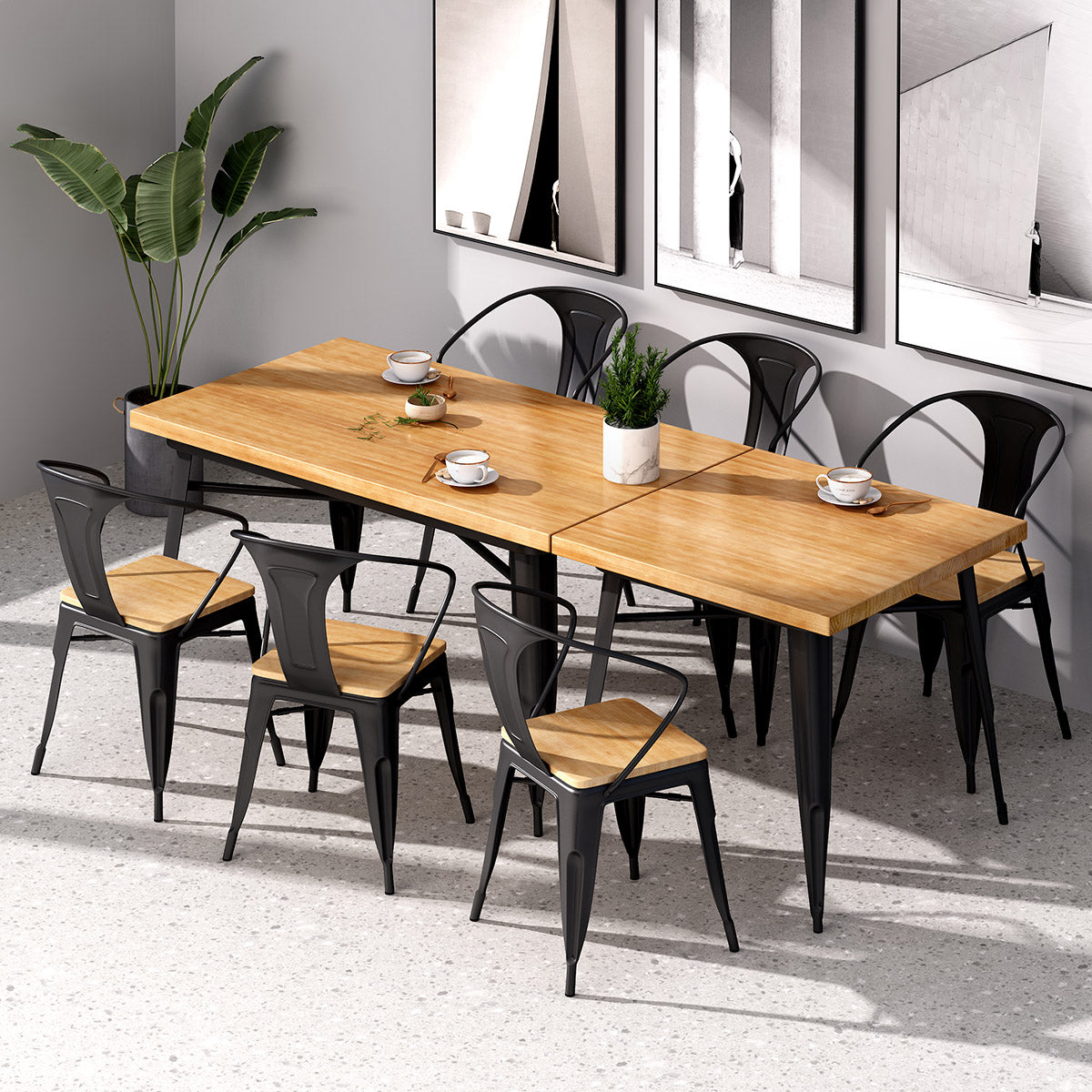 Industrial Style Solid Wood Dining Table Brown Table with Black Frame for Dinning Room Clearhalo ' dining_table' 'Dining Tables & Seating' 'Dining Tables' 'furn' 'furn_dining_table' 'Furniture' 'furniture_dining_table' 'Kitchen & Dining Furniture' 'kitchen&dining_furn' 'kitchen' 'kitchen_dining_table' 3739892