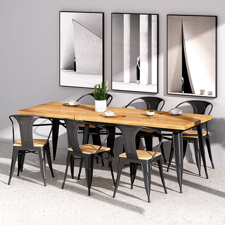 Industrial Style Solid Wood Dining Table Brown Table with Black Frame for Dinning Room Clearhalo ' dining_table' 'Dining Tables & Seating' 'Dining Tables' 'furn' 'furn_dining_table' 'Furniture' 'furniture_dining_table' 'Kitchen & Dining Furniture' 'kitchen&dining_furn' 'kitchen' 'kitchen_dining_table' 3739896