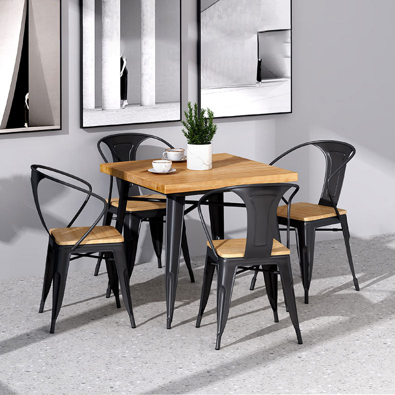 Industrial Style Solid Wood Dining Table Brown Table with Black Frame for Dinning Room Clearhalo ' dining_table' 'Dining Tables & Seating' 'Dining Tables' 'furn' 'furn_dining_table' 'Furniture' 'furniture_dining_table' 'Kitchen & Dining Furniture' 'kitchen&dining_furn' 'kitchen' 'kitchen_dining_table' 3739897