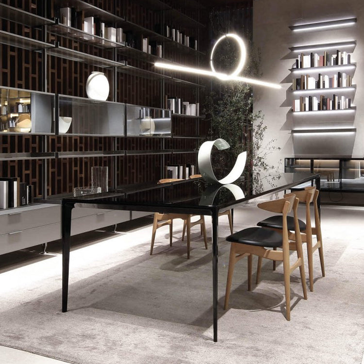 Contemporary Style Tempered Glass Dining Table 4 Legs Aluminum Alloy Base Rectangle Table for Home Clearhalo ' dining_table' 'Dining Tables & Seating' 'Dining Tables' 'furn' 'furn_dining_table' 'Furniture' 'furniture_dining_table' 'Kitchen & Dining Furniture' 'kitchen&dining_furn' 'kitchen' 'kitchen_dining_table' 3739901