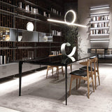 Contemporary Style Tempered Glass Dining Table 4 Legs Aluminum Alloy Base Rectangle Table for Home Clearhalo ' dining_table' 'Dining Tables & Seating' 'Dining Tables' 'furn' 'furn_dining_table' 'Furniture' 'furniture_dining_table' 'Kitchen & Dining Furniture' 'kitchen&dining_furn' 'kitchen' 'kitchen_dining_table' 3739901