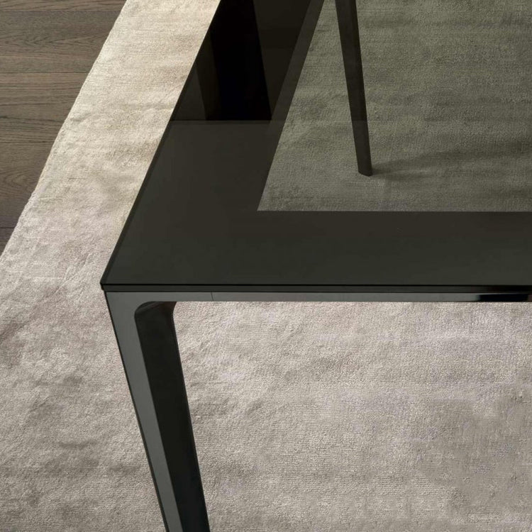 Contemporary Style Tempered Glass Dining Table 4 Legs Aluminum Alloy Base Rectangle Table for Home Clearhalo ' dining_table' 'Dining Tables & Seating' 'Dining Tables' 'furn' 'furn_dining_table' 'Furniture' 'furniture_dining_table' 'Kitchen & Dining Furniture' 'kitchen&dining_furn' 'kitchen' 'kitchen_dining_table' 3739906