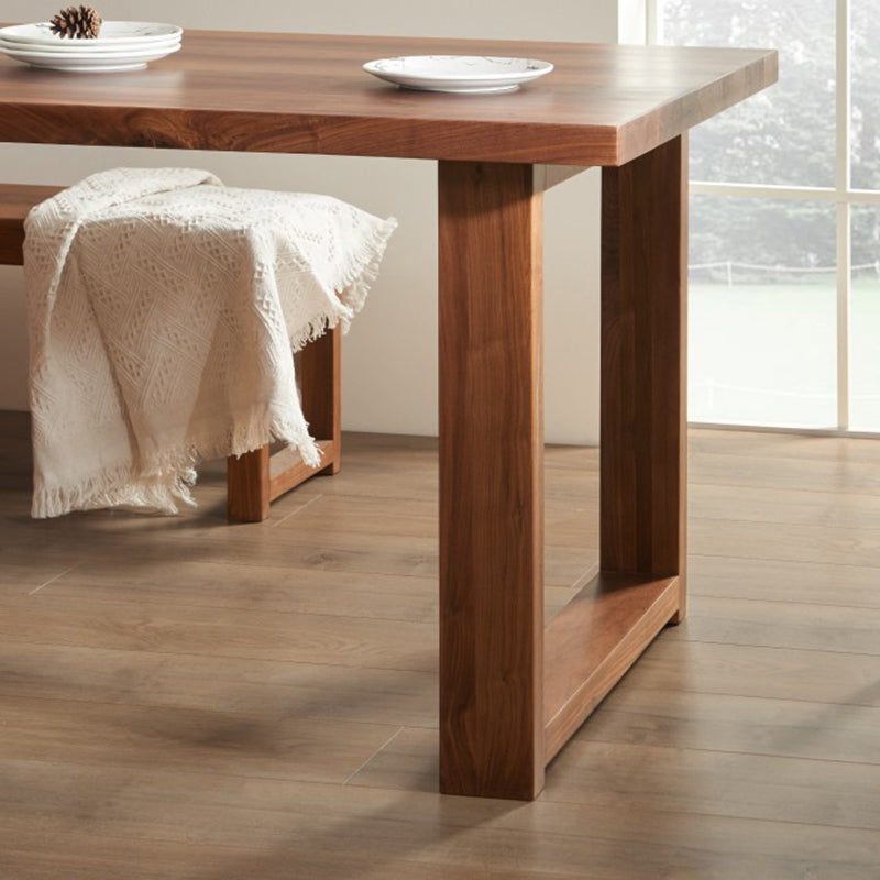 Minimalist Wood Rectangle Shape Dining Table Standard Kitchen Dining Table with Double Pedestal Base Clearhalo ' dining_table' 'Dining Tables & Seating' 'Dining Tables' 'furn' 'furn_dining_table' 'Furniture' 'furniture_dining_table' 'Kitchen & Dining Furniture' 'kitchen&dining_furn' 'kitchen' 'kitchen_dining_table' 3739912