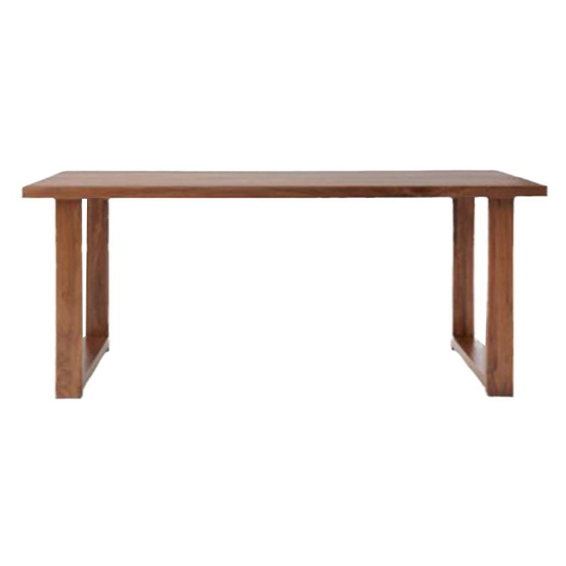 Minimalist Wood Rectangle Shape Dining Table Standard Kitchen Dining Table with Double Pedestal Base Brown Without Chairs Clearhalo ' dining_table' 'Dining Tables & Seating' 'Dining Tables' 'furn' 'furn_dining_table' 'Furniture' 'furniture_dining_table' 'Kitchen & Dining Furniture' 'kitchen&dining_furn' 'kitchen' 'kitchen_dining_table' 3739914