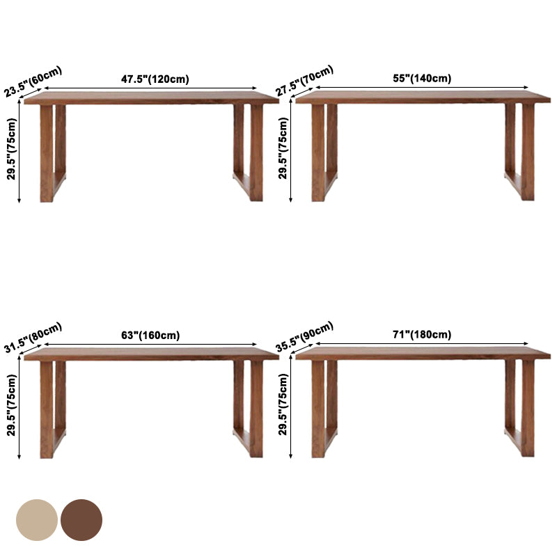Minimalist Wood Rectangle Shape Dining Table Standard Kitchen Dining Table with Double Pedestal Base Clearhalo ' dining_table' 'Dining Tables & Seating' 'Dining Tables' 'furn' 'furn_dining_table' 'Furniture' 'furniture_dining_table' 'Kitchen & Dining Furniture' 'kitchen&dining_furn' 'kitchen' 'kitchen_dining_table' 3739917
