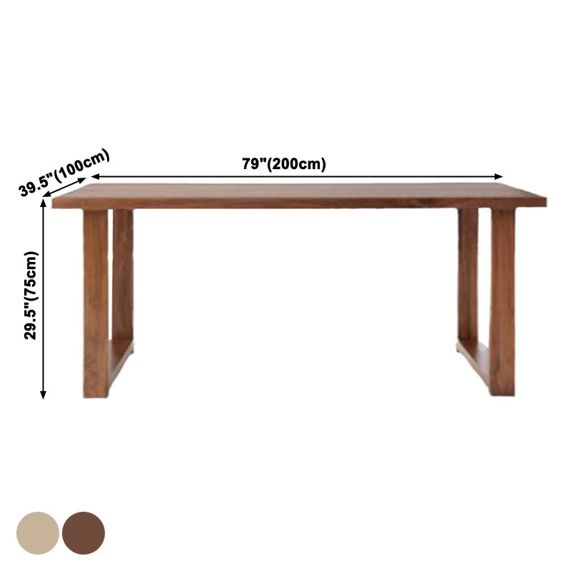 Minimalist Wood Rectangle Shape Dining Table Standard Kitchen Dining Table with Double Pedestal Base Clearhalo ' dining_table' 'Dining Tables & Seating' 'Dining Tables' 'furn' 'furn_dining_table' 'Furniture' 'furniture_dining_table' 'Kitchen & Dining Furniture' 'kitchen&dining_furn' 'kitchen' 'kitchen_dining_table' 3739918