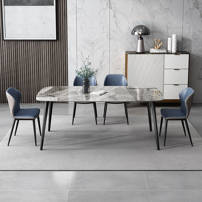 Simplicity Style Home Sintered Stone Dining Table Rectangle Shape Table with 4 Legs Base Clearhalo ' dining_table' 'Dining Tables & Seating' 'Dining Tables' 'furn' 'furn_dining_table' 'Furniture' 'furniture_dining_table' 'Kitchen & Dining Furniture' 'kitchen&dining_furn' 'kitchen' 'kitchen_dining_table' 3739946
