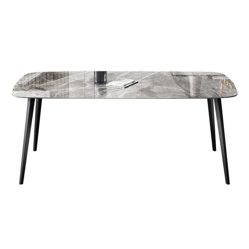 Simplicity Style Home Sintered Stone Dining Table Rectangle Shape Table with 4 Legs Base Without Chairs Clearhalo ' dining_table' 'Dining Tables & Seating' 'Dining Tables' 'furn' 'furn_dining_table' 'Furniture' 'furniture_dining_table' 'Kitchen & Dining Furniture' 'kitchen&dining_furn' 'kitchen' 'kitchen_dining_table' 3739947