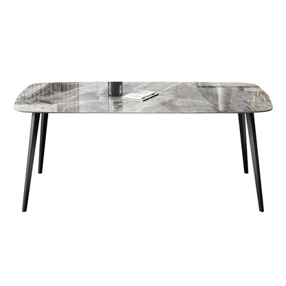 Simplicity Style Home Sintered Stone Dining Table Rectangle Shape Table with 4 Legs Base Without Chairs Clearhalo ' dining_table' 'Dining Tables & Seating' 'Dining Tables' 'furn' 'furn_dining_table' 'Furniture' 'furniture_dining_table' 'Kitchen & Dining Furniture' 'kitchen&dining_furn' 'kitchen' 'kitchen_dining_table' 3739947