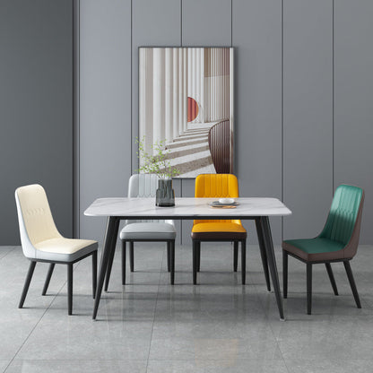 Modern Rectangle Shape White Dining Table Sintered Stone Dining Table with 4 Legs Base Without Chairs Clearhalo ' dining_table' 'Dining Tables & Seating' 'Dining Tables' 'furn' 'furn_dining_table' 'Furniture' 'furniture_dining_table' 'Kitchen & Dining Furniture' 'kitchen&dining_furn' 'kitchen' 'kitchen_dining_table' 3739976