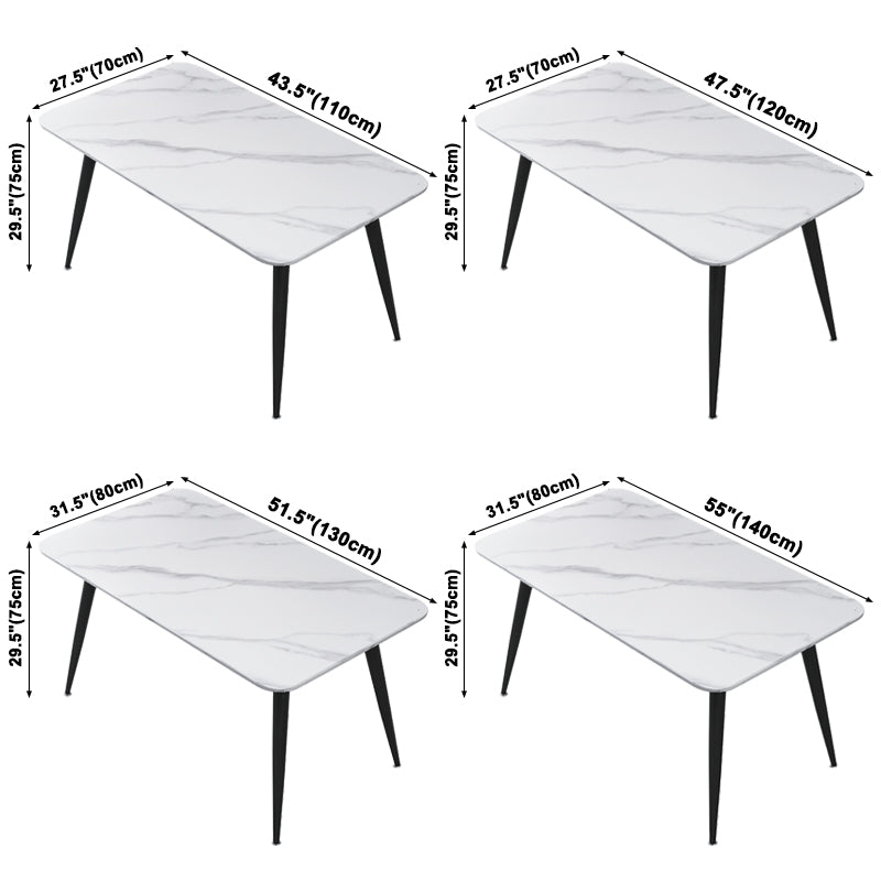 Modern Rectangle Shape White Dining Table Sintered Stone Dining Table with 4 Legs Base Clearhalo ' dining_table' 'Dining Tables & Seating' 'Dining Tables' 'furn' 'furn_dining_table' 'Furniture' 'furniture_dining_table' 'Kitchen & Dining Furniture' 'kitchen&dining_furn' 'kitchen' 'kitchen_dining_table' 3739984