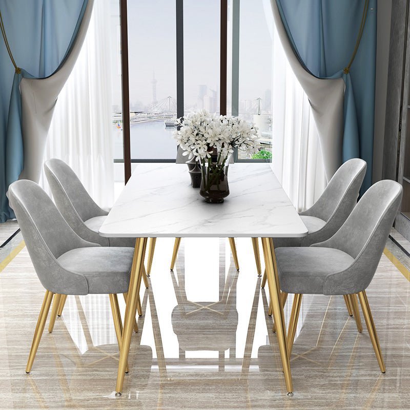 Traditional Luxury Rectangle Dining Table Stone Dinner Table with 4 Legs Clearhalo ' dining_table' 'Dining Tables & Seating' 'Dining Tables' 'furn' 'furn_dining_table' 'Furniture' 'furniture_dining_table' 'Kitchen & Dining Furniture' 'kitchen&dining_furn' 'kitchen' 'kitchen_dining_table' 3739994