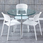 Modern Round Dining Room Table Clear Tempered Glass Table with Pedestal Base White Without Chairs Clearhalo ' dining_table' 'Dining Tables & Seating' 'Dining Tables' 'furn' 'furn_dining_table' 'Furniture' 'furniture_dining_table' 'Kitchen & Dining Furniture' 'kitchen&dining_furn' 'kitchen' 'kitchen_dining_table' 3740001