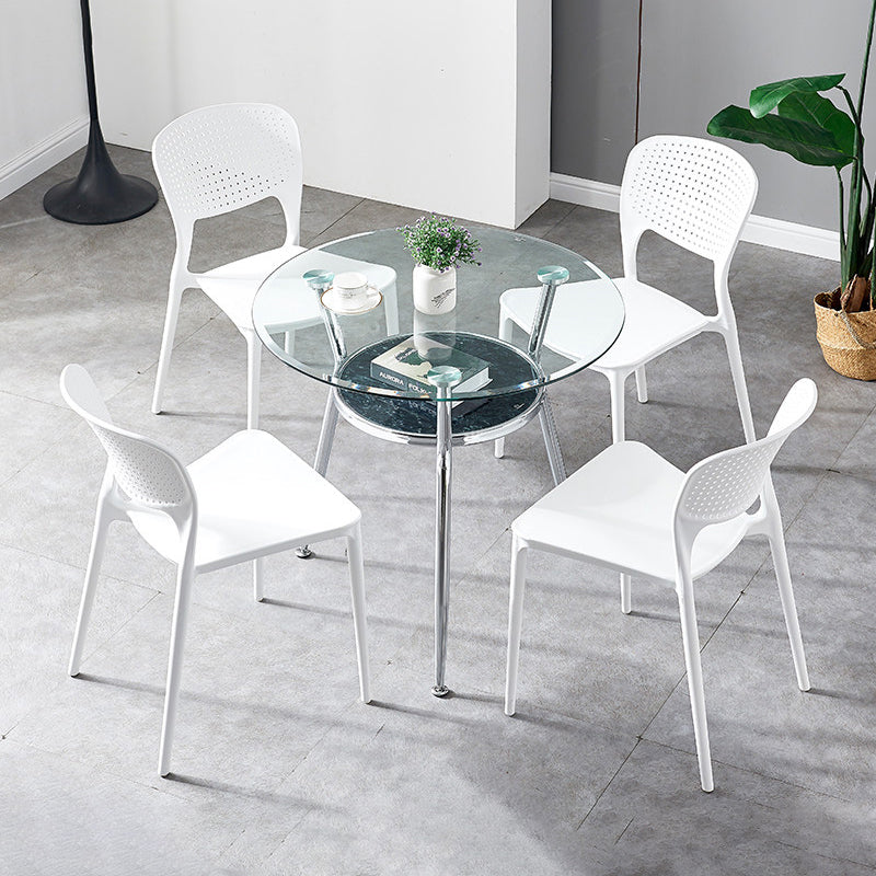 Modern Round Dining Room Table Clear Tempered Glass Table with Pedestal Base Clearhalo ' dining_table' 'Dining Tables & Seating' 'Dining Tables' 'furn' 'furn_dining_table' 'Furniture' 'furniture_dining_table' 'Kitchen & Dining Furniture' 'kitchen&dining_furn' 'kitchen' 'kitchen_dining_table' 3740003