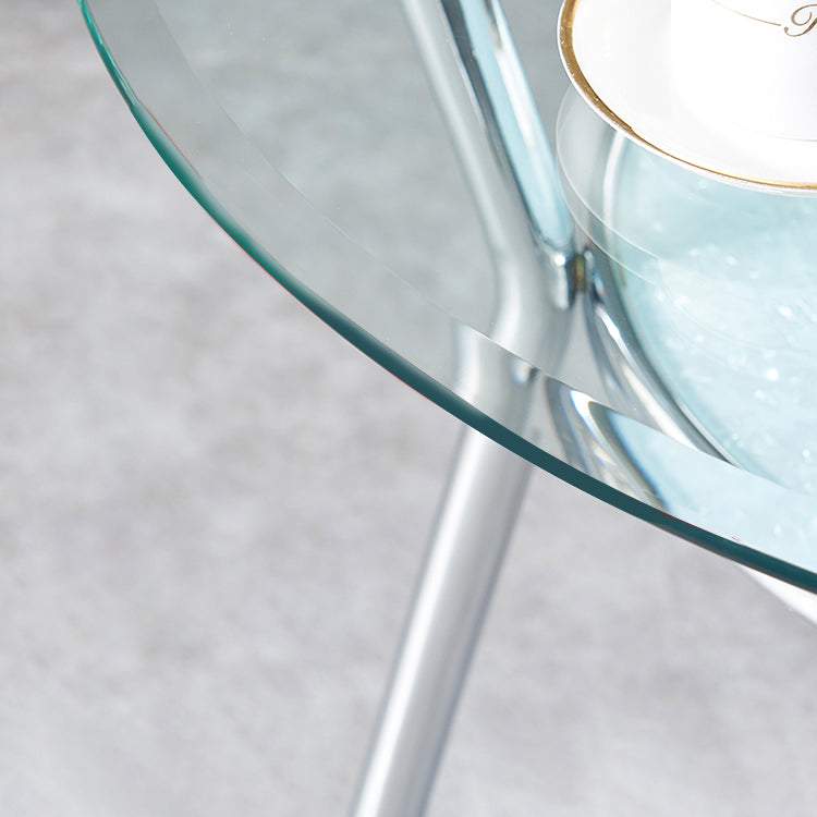 Modern Round Dining Room Table Clear Tempered Glass Table with Pedestal Base Clearhalo ' dining_table' 'Dining Tables & Seating' 'Dining Tables' 'furn' 'furn_dining_table' 'Furniture' 'furniture_dining_table' 'Kitchen & Dining Furniture' 'kitchen&dining_furn' 'kitchen' 'kitchen_dining_table' 3740005