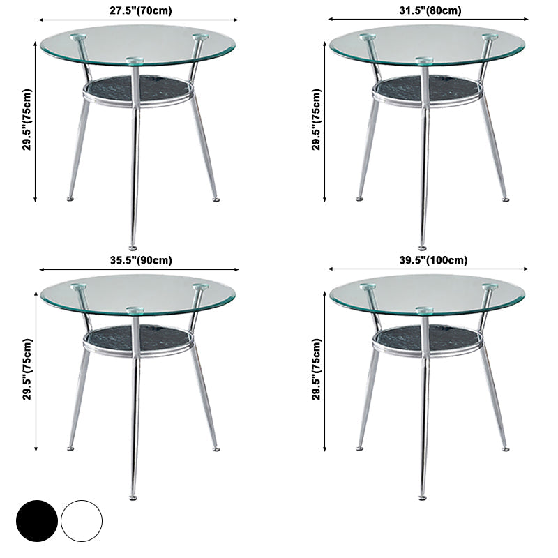 Modern Round Dining Room Table Clear Tempered Glass Table with Pedestal Base Clearhalo ' dining_table' 'Dining Tables & Seating' 'Dining Tables' 'furn' 'furn_dining_table' 'Furniture' 'furniture_dining_table' 'Kitchen & Dining Furniture' 'kitchen&dining_furn' 'kitchen' 'kitchen_dining_table' 3740008
