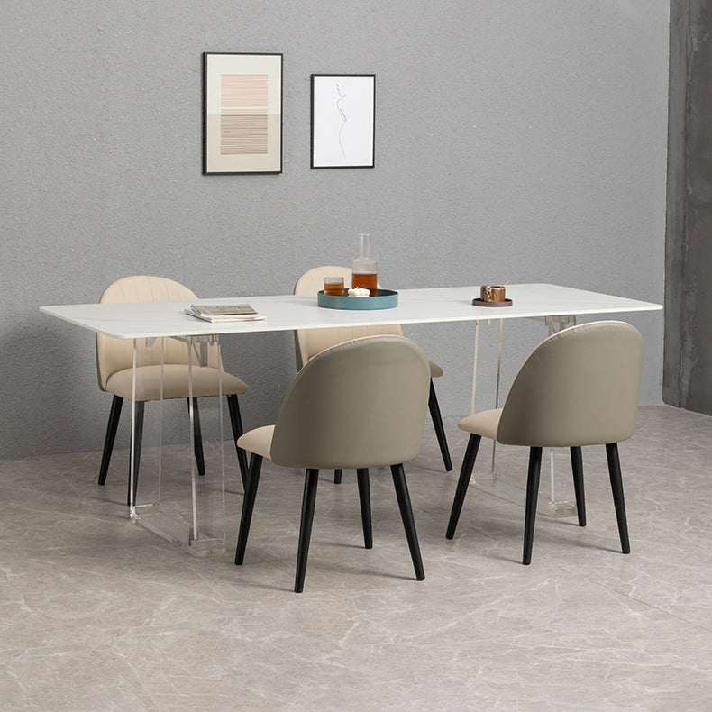 Sintered Stone Top Dining Table Rectangle Dining Table with Acrylic Double Pedestal Base Clearhalo ' dining_table' 'Dining Tables & Seating' 'Dining Tables' 'furn' 'furn_dining_table' 'Furniture' 'furniture_dining_table' 'Kitchen & Dining Furniture' 'kitchen&dining_furn' 'kitchen' 'kitchen_dining_table' 3740019